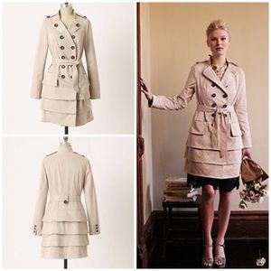 ❌SOLD❌ Anthropologie Two Paths Ruffled Trench Coat